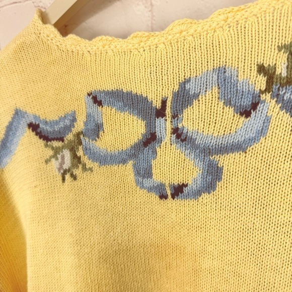 Vintage Susan Bristol Yellow Floral Knit Cardigan Sweater Cottagecore girlie - Picture 6 of 10